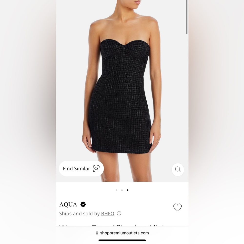 AQUA Tweed strapless mini dress